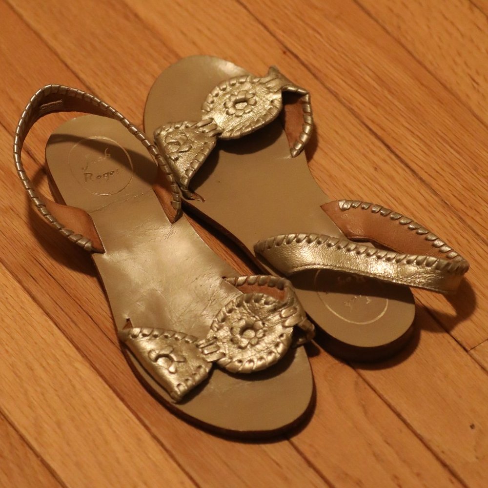 Jack Rogers Gold Sandals with Heel Strap